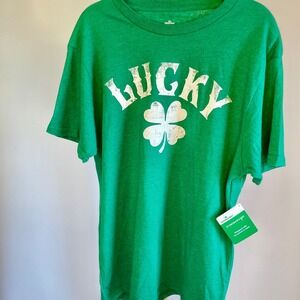 Way to Celebrate Mens St Patricks Day Lucky Shamrock Green Graphic T-Shirt  XL